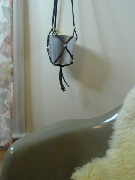 leather hanging planter