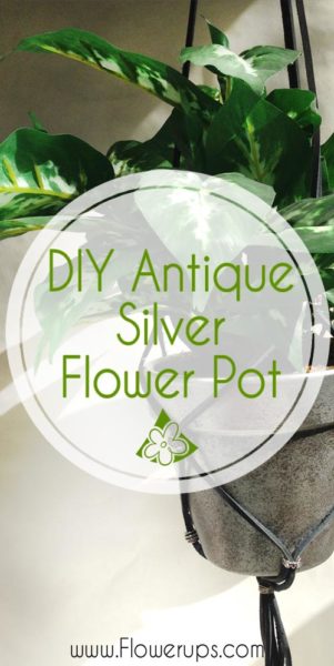antiqued silver flower pot
